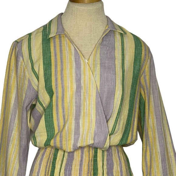 NEW ZARA The Valery Pastel Striped Smocked Mini Dress Coastal Resort Wear S - Picture 7 of 14